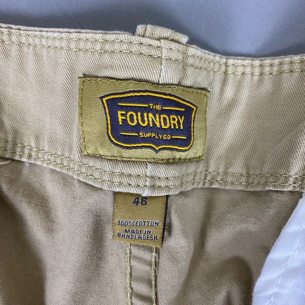 The Foundry Supply Co Cargo Shorts Men's Size 46 Big and Tall Khaki Tan Cotton